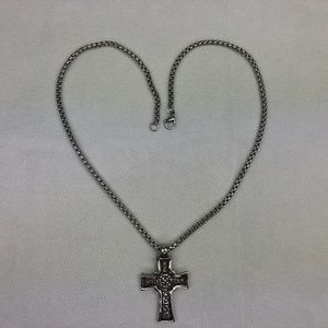 24 inch Stainless Steel Cross Necklace Pendant